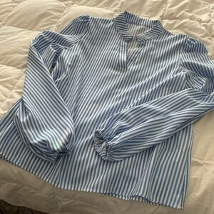 SHEIN Blue and White Striped Blouse